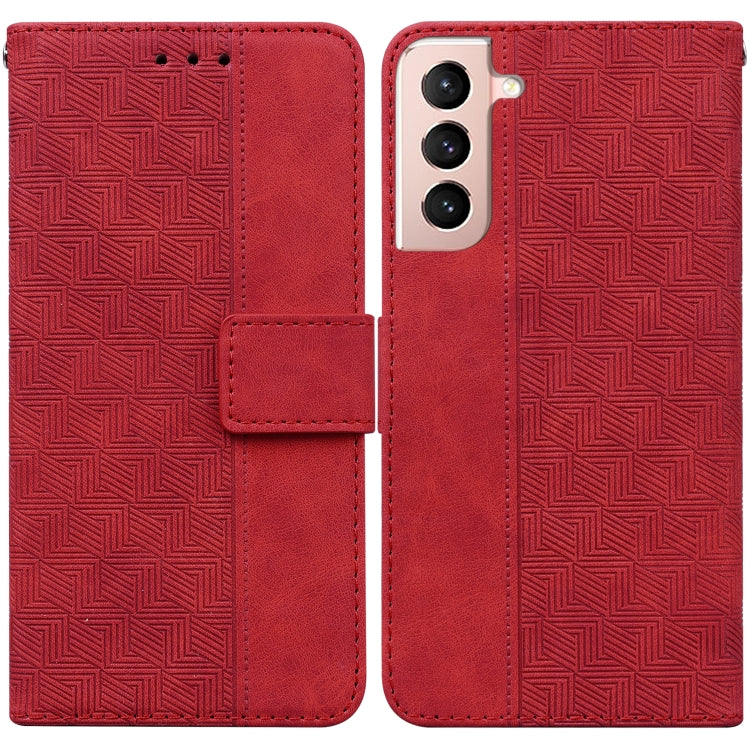 For Samsung Galaxy S22 5G Geometric Embossed Leather Phone Case