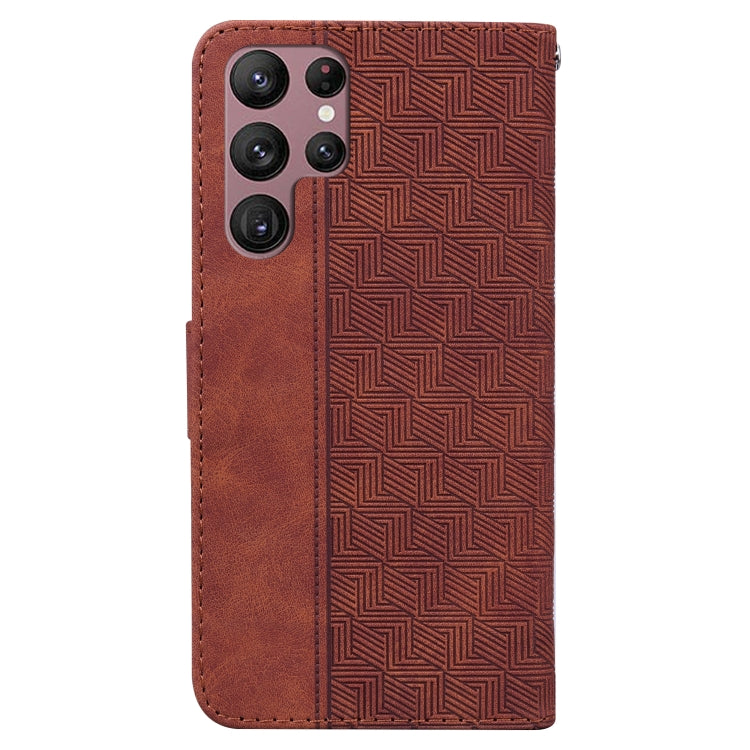 For Samsung Galaxy S22 Ultra 5G Geometric Embossed Leather Phone Case
