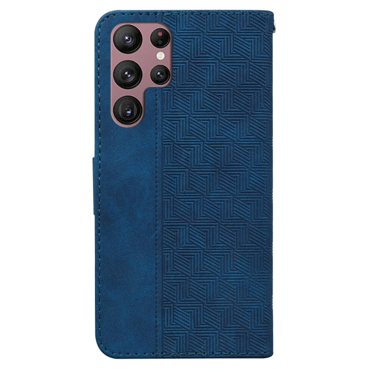For Samsung Galaxy S22 Ultra 5G Geometric Embossed Leather Phone Case