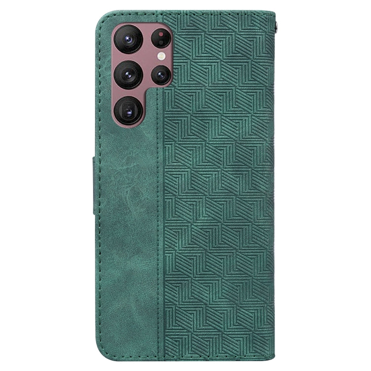 For Samsung Galaxy S22 Ultra 5G Geometric Embossed Leather Phone Case