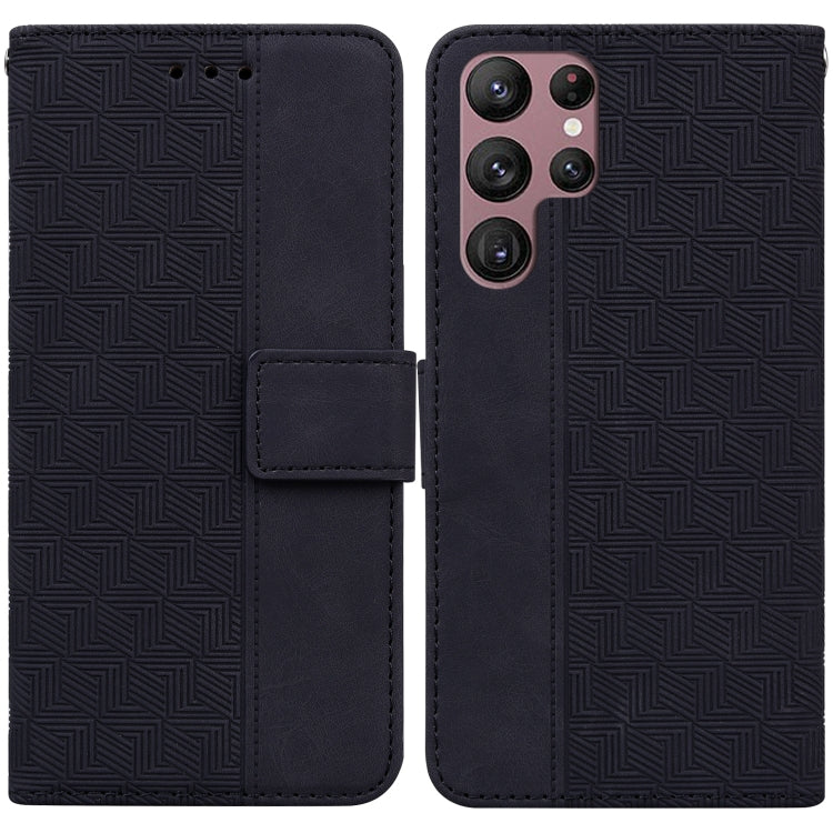 For Samsung Galaxy S22 Ultra 5G Geometric Embossed Leather Phone Case