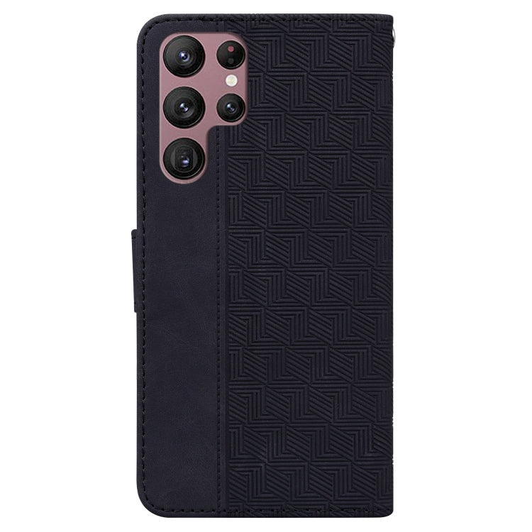 For Samsung Galaxy S22 Ultra 5G Geometric Embossed Leather Phone Case