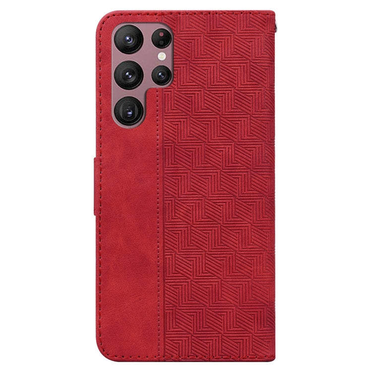 For Samsung Galaxy S22 Ultra 5G Geometric Embossed Leather Phone Case