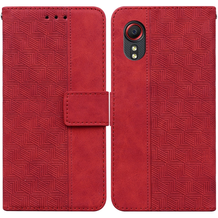 For Samsung Galaxy Xcover 5 Geometric Embossed Leather Phone Case