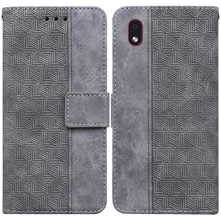 For Samsung Galaxy A01 Core Geometric Embossed Leather Phone Case