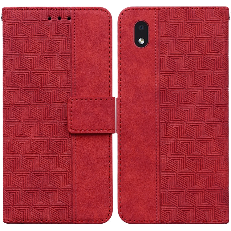 For Samsung Galaxy A01 Core Geometric Embossed Leather Phone Case