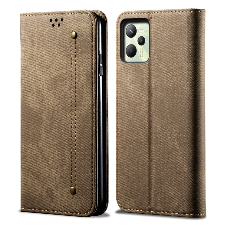 For OPPO Realme C35 Denim Texture Casual Style Leather Phone Case