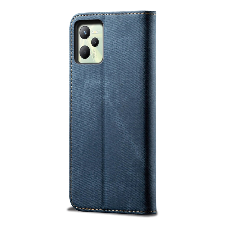 For OPPO Realme C35 Denim Texture Casual Style Leather Phone Case