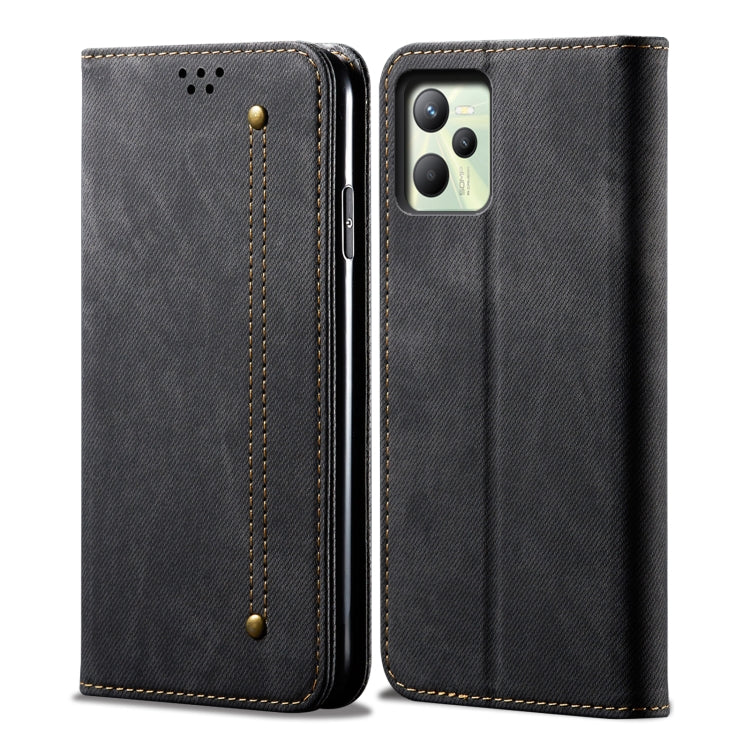 For OPPO Realme C35 Denim Texture Casual Style Leather Phone Case