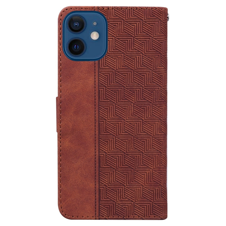 For iPhone 12 mini Geometric Embossed Leather Phone Case