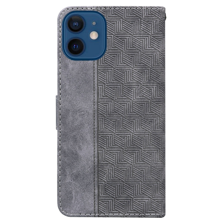 For iPhone 12 mini Geometric Embossed Leather Phone Case