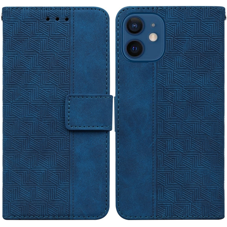 For iPhone 12 mini Geometric Embossed Leather Phone Case