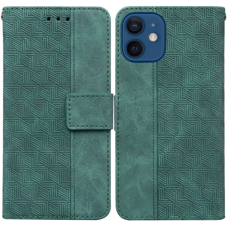 For iPhone 12 mini Geometric Embossed Leather Phone Case