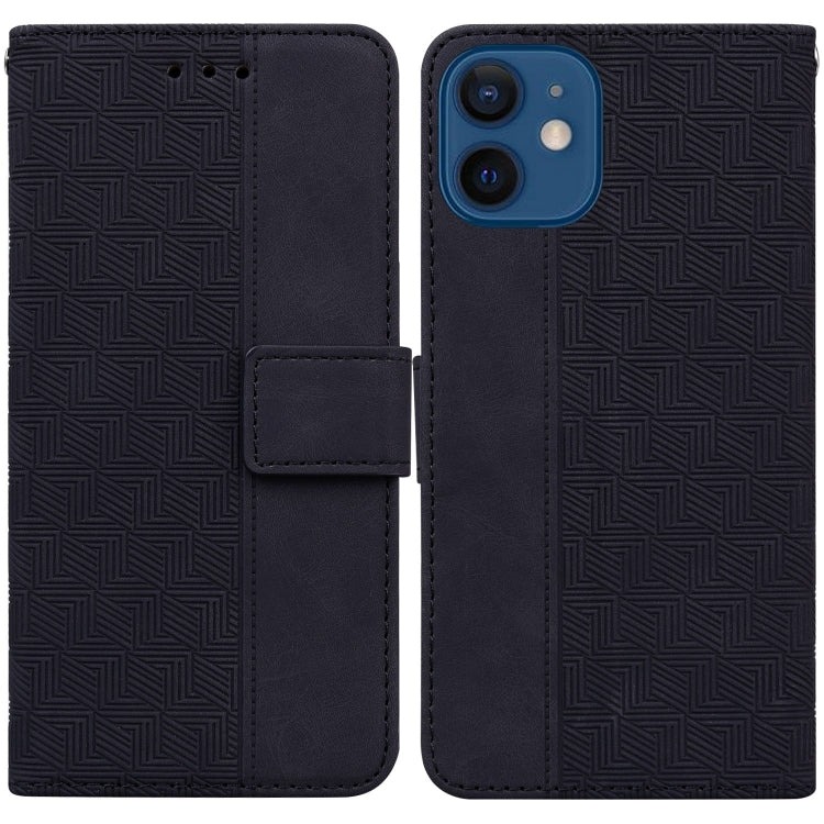 For iPhone 12 mini Geometric Embossed Leather Phone Case