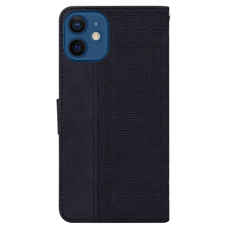 For iPhone 12 mini Geometric Embossed Leather Phone Case