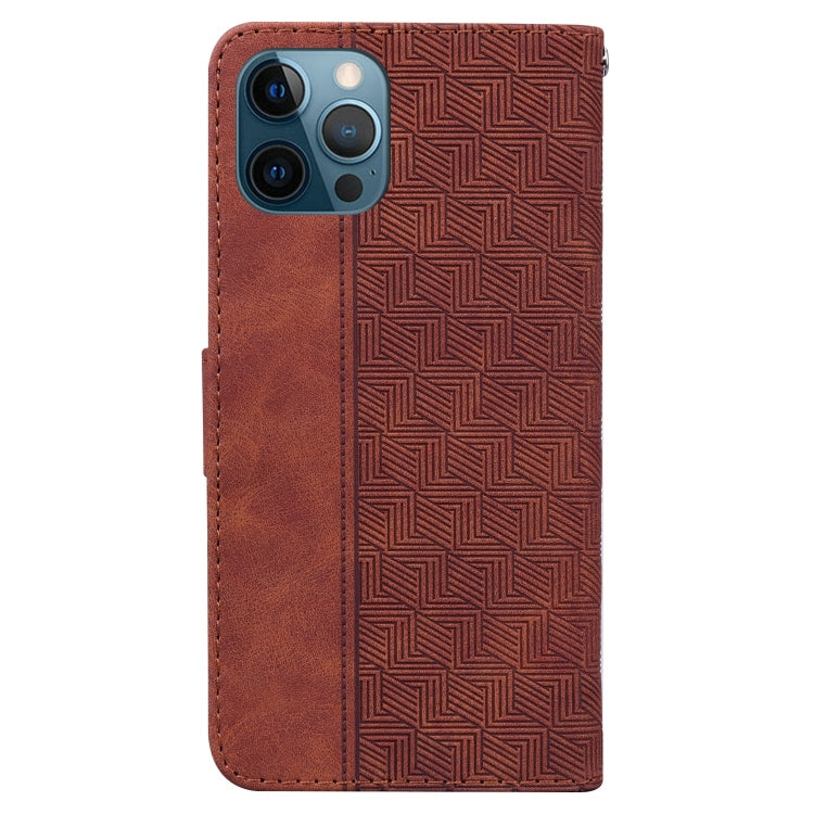 For iPhone 12 Pro Max Geometric Embossed Leather Phone Case