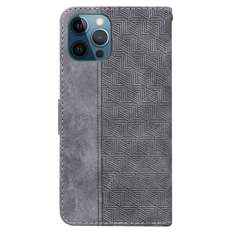 For iPhone 12 Pro Max Geometric Embossed Leather Phone Case