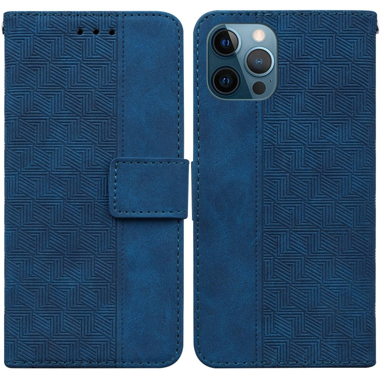 For iPhone 12 Pro Max Geometric Embossed Leather Phone Case