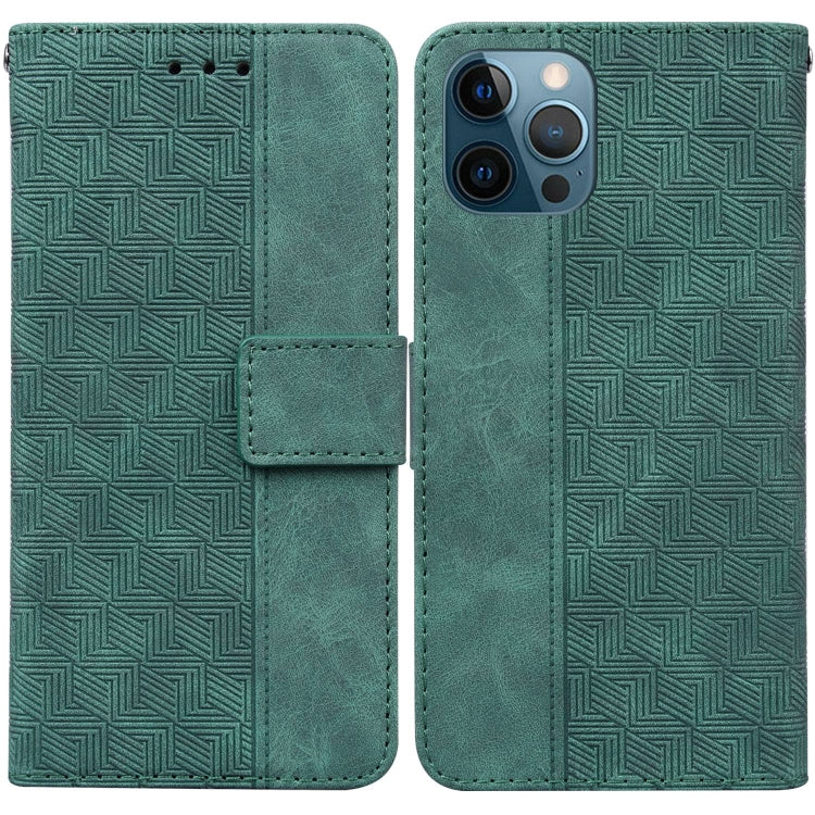 For iPhone 12 Pro Max Geometric Embossed Leather Phone Case