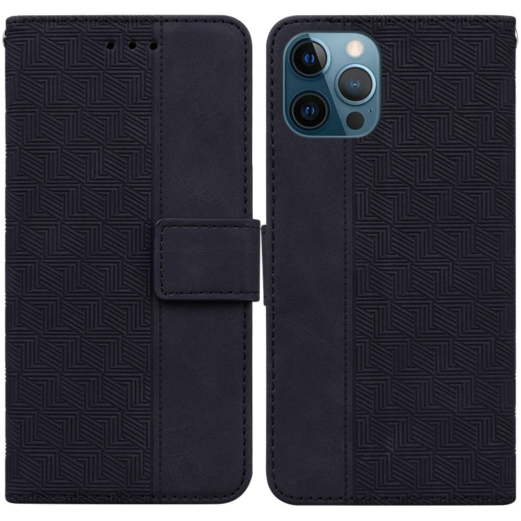For iPhone 12 Pro Max Geometric Embossed Leather Phone Case