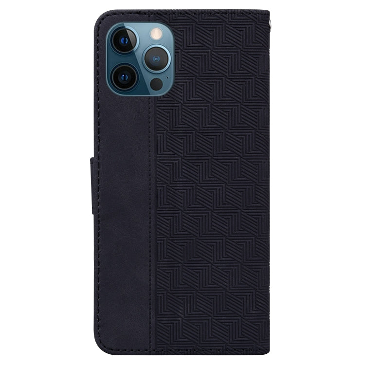For iPhone 12 Pro Max Geometric Embossed Leather Phone Case