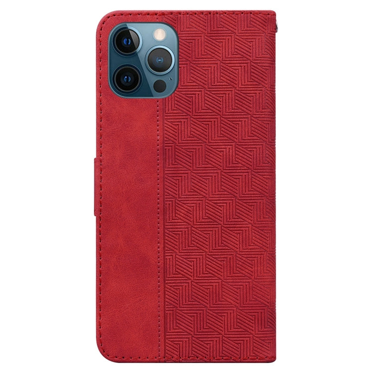 For iPhone 12 Pro Max Geometric Embossed Leather Phone Case