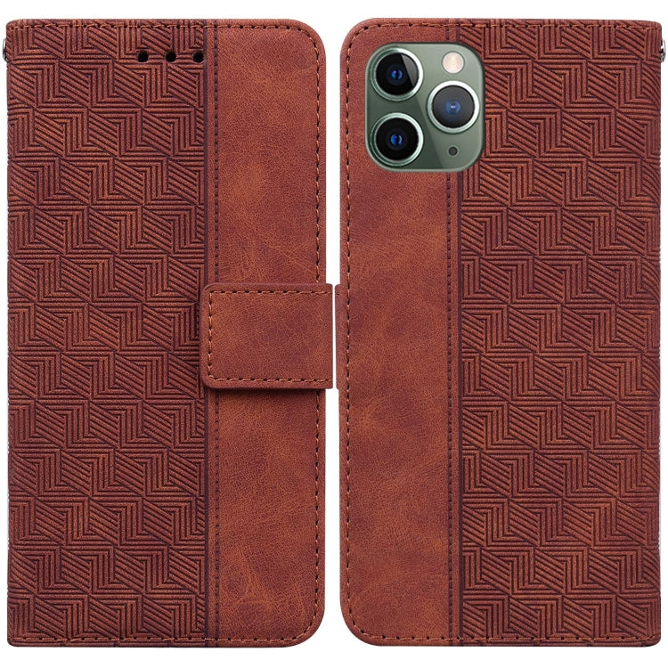 For iPhone 11 Pro Max Geometric Embossed Leather Phone Case