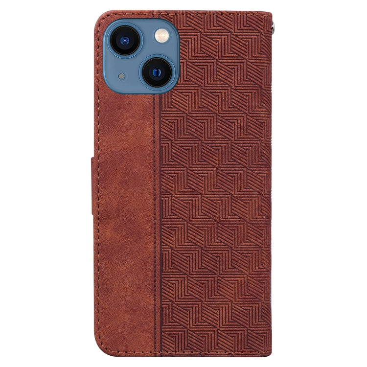 For iPhone 13 mini Geometric Embossed Leather Phone Case