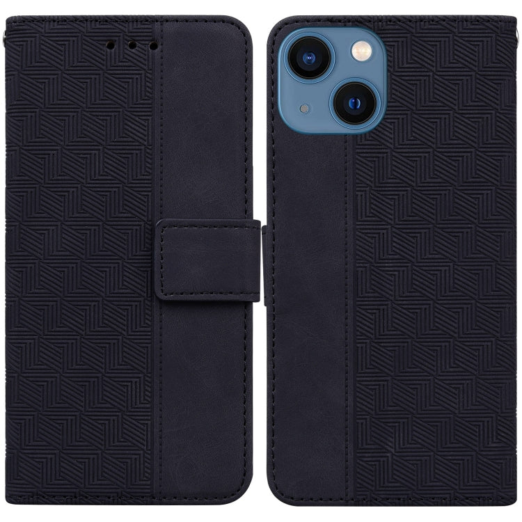 For iPhone 13 mini Geometric Embossed Leather Phone Case