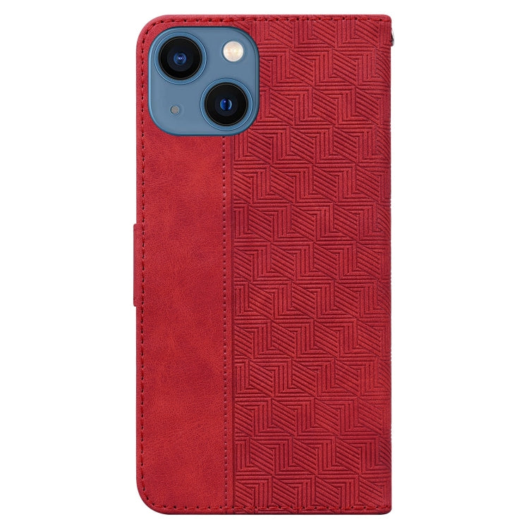 For iPhone 13 mini Geometric Embossed Leather Phone Case