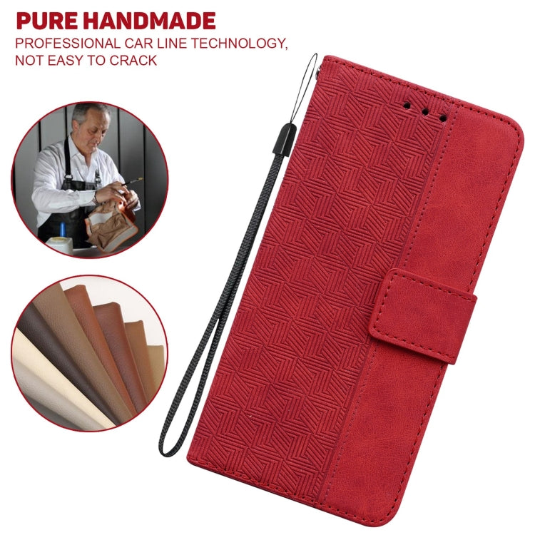 For iPhone 13 mini Geometric Embossed Leather Phone Case