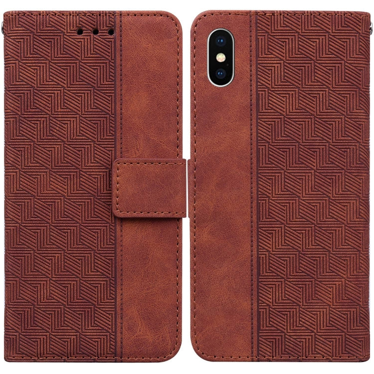 For iPhone X / XS Geometric Embossed Leather Phone Case