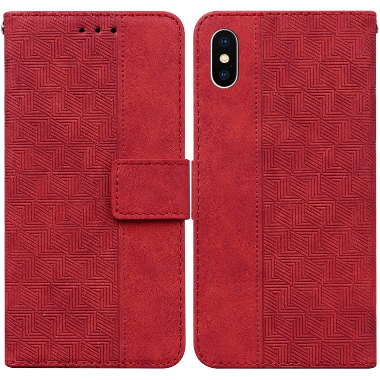 For iPhone X / XS Geometric Embossed Leather Phone Case