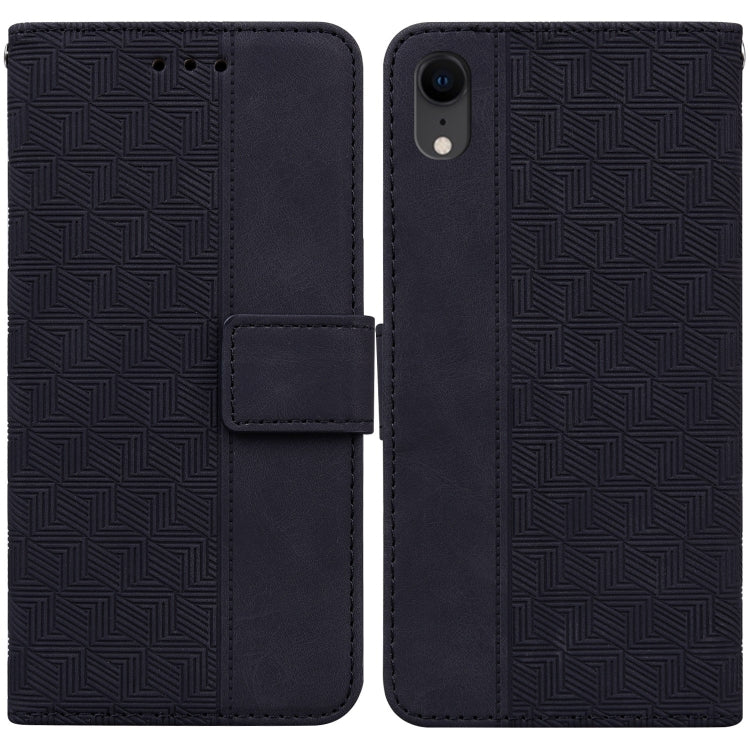 For iPhone XR Geometric Embossed Leather Phone Case