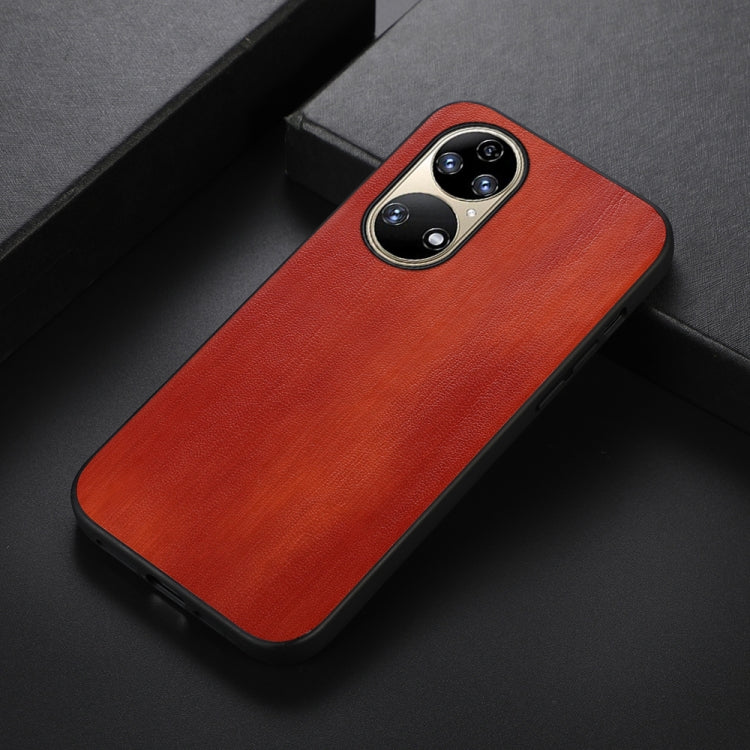 For Huawei P50 Pro Yellow Cow Texture PU Phone Case