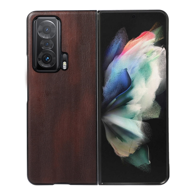 For Honor Magic V Yellow Cow Texture PU Phone Case