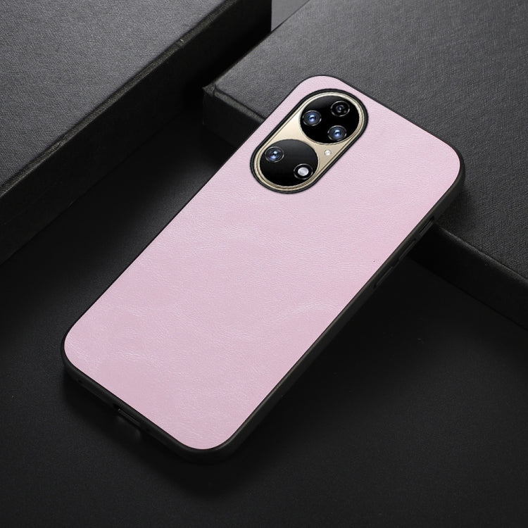 For Huawei P50 Pro Cowhide Texture PU Phone Case