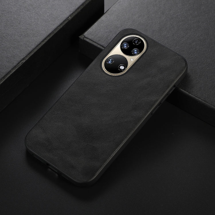 For Huawei P50 Pro Cowhide Texture PU Phone Case