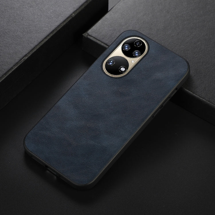 For Huawei P50 Pro Cowhide Texture PU Phone Case
