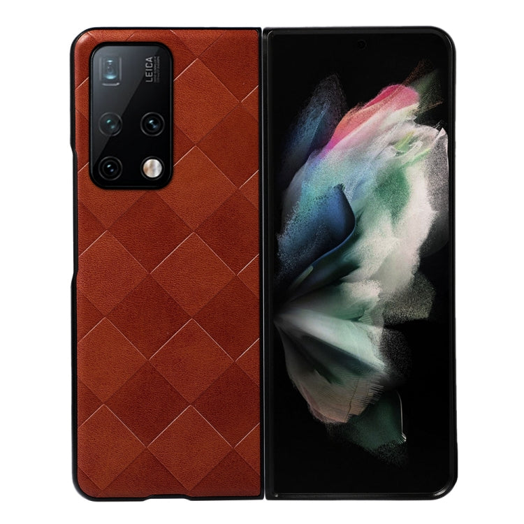 For Huawei Mate X2 Weave Plaid PU Phone Case