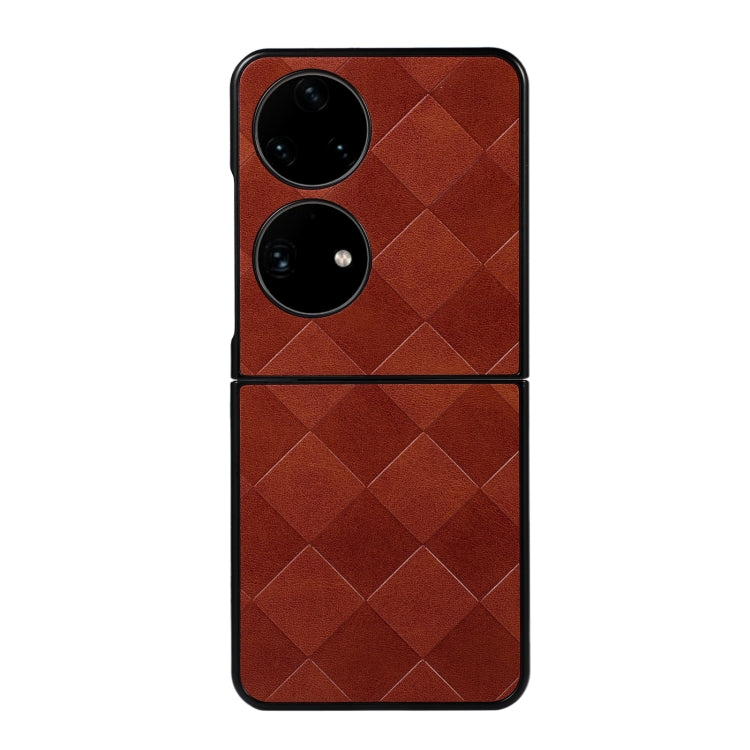 For Huawei P50 Pocket Weave Plaid PU Phone Case