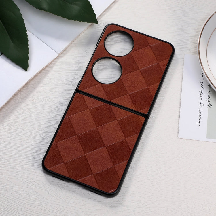 For Huawei P50 Pocket Weave Plaid PU Phone Case