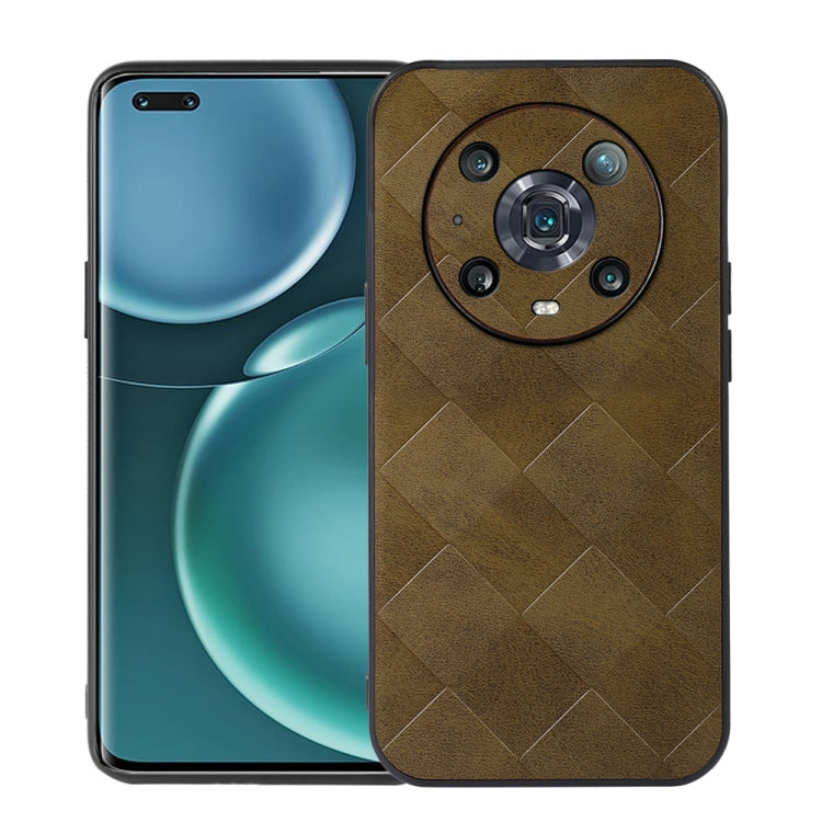 For Honor Magic4 Pro Weave Plaid PU Phone Case