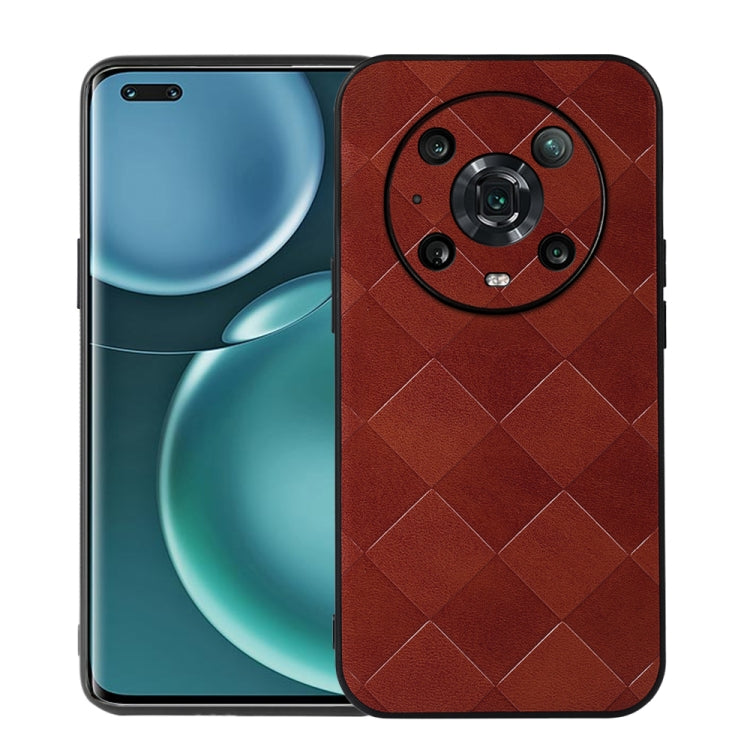 For Honor Magic4 Pro Weave Plaid PU Phone Case