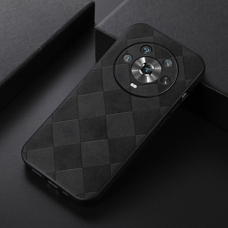 For Honor Magic4 Weave Plaid PU Phone Case