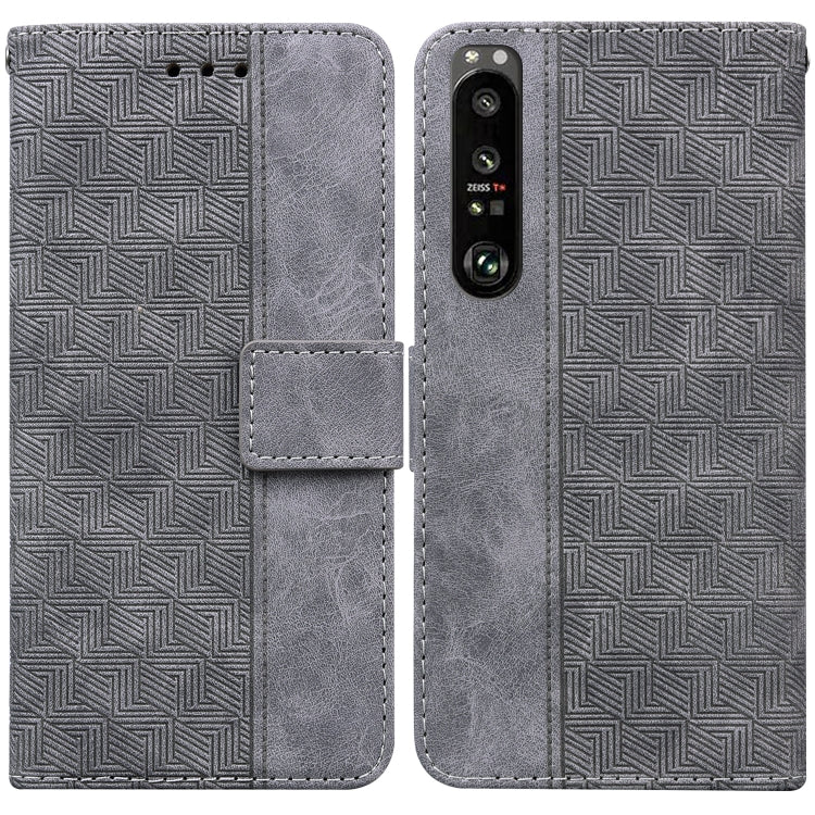 For Sony Xperia 1 III Geometric Embossed Leather Phone Case