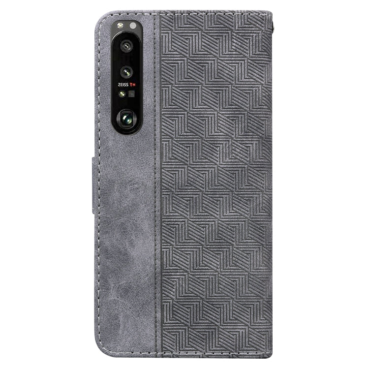 For Sony Xperia 1 III Geometric Embossed Leather Phone Case