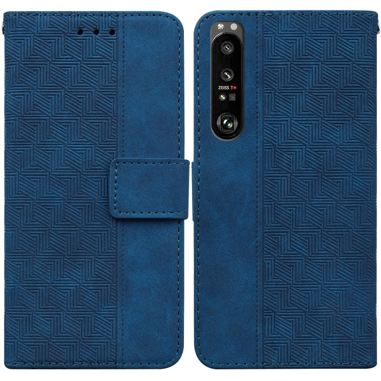 For Sony Xperia 1 III Geometric Embossed Leather Phone Case