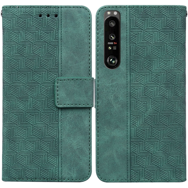 For Sony Xperia 1 III Geometric Embossed Leather Phone Case