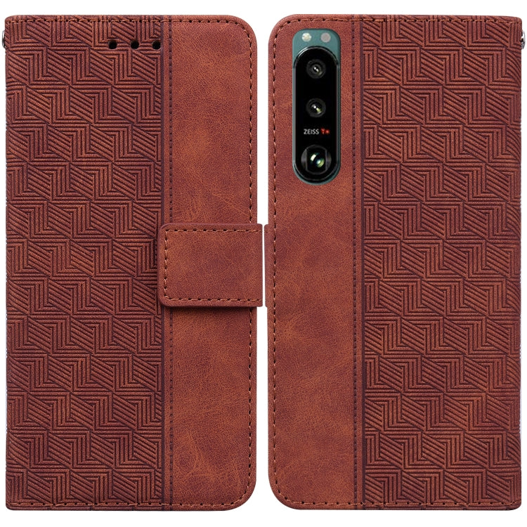 For Sony Xperia 5 III Geometric Embossed Leather Phone Case